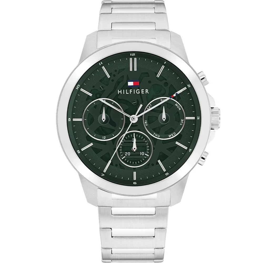 TOMMY HILFIGER Henry Multifunction Green Dial 44mm Silver Stainless Steel Bracelet 1710686 - 