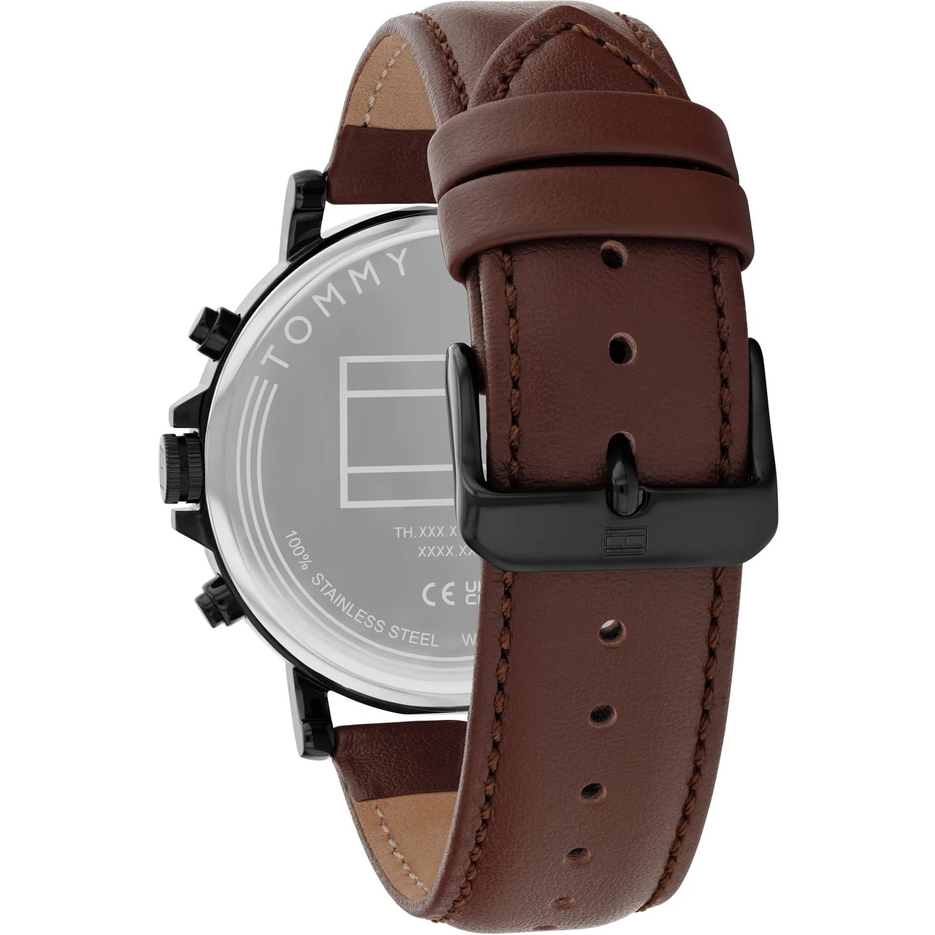 TOMMY HILFIGER Tyson Multifunction Black Dial 44mm Black Stainless Steel Brown Leather Strap 1710704 - 4