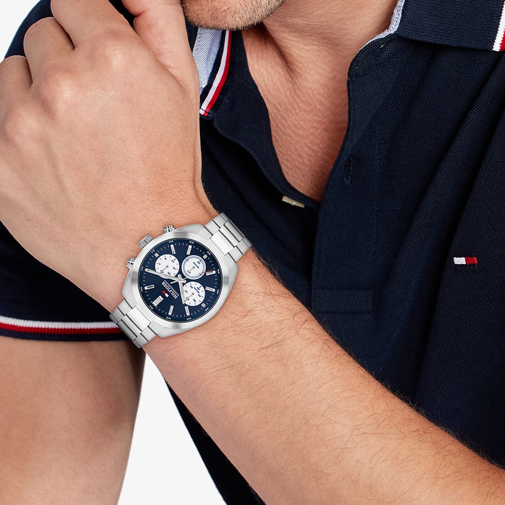 TOMMY HILFIGER Hudson Multifunction Blue Dial 40mm Silver Stainless Steel Bracelet 1710722 - 4