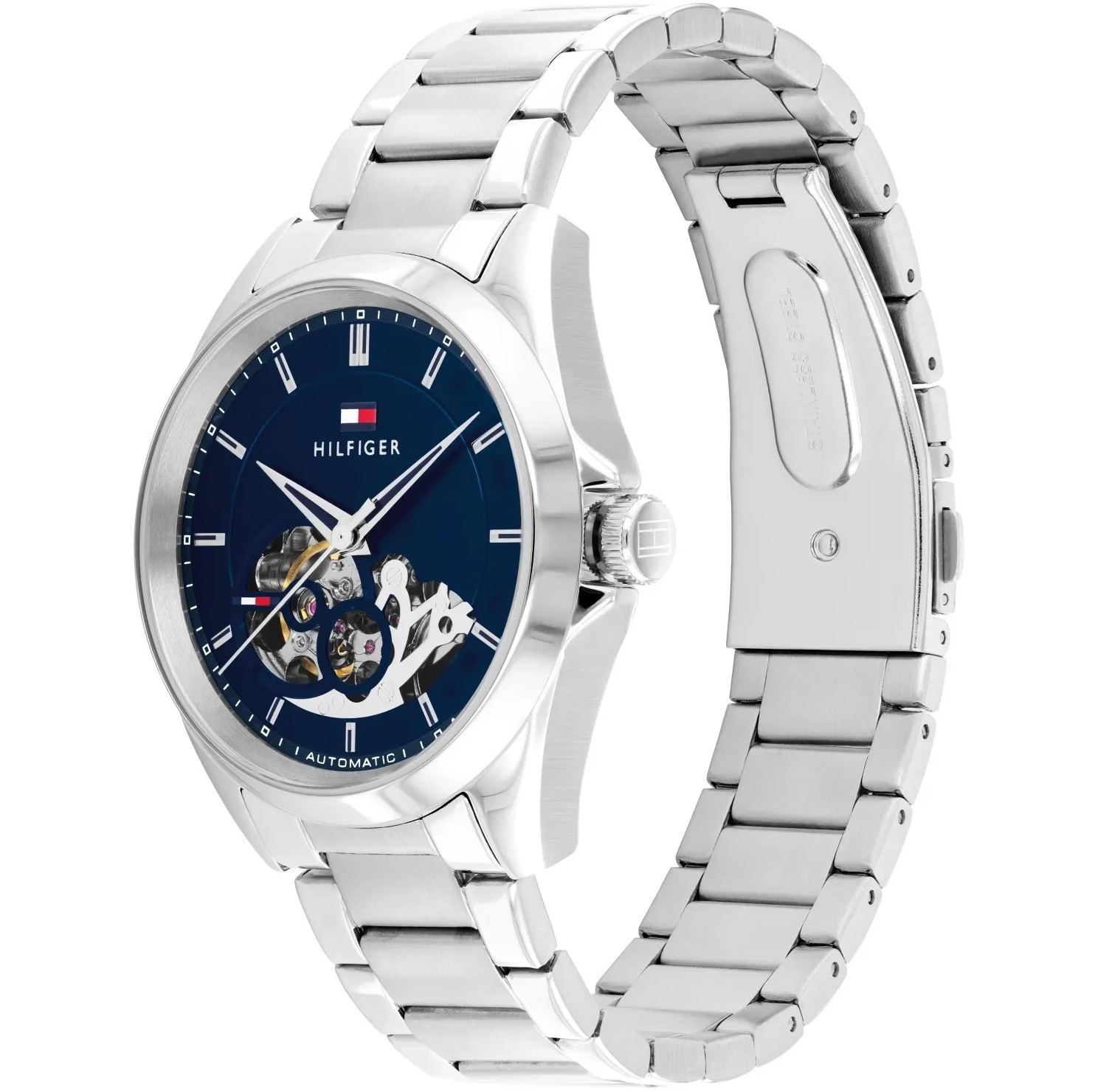TOMMY HILFIGER Baker Automatic Blue Dial 39mm Silver Stainless Steel Bracelet 1710716 - 