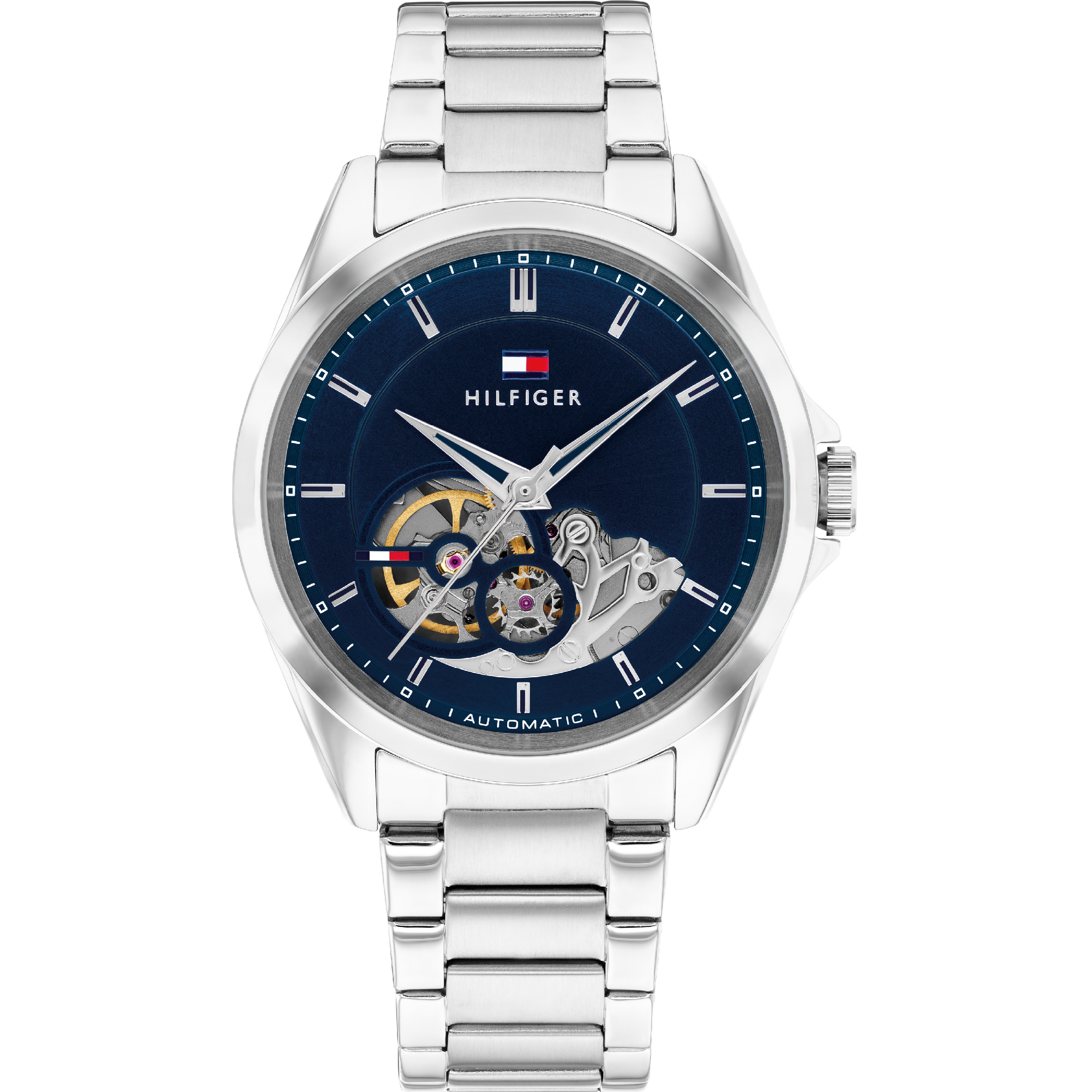 TOMMY HILFIGER Baker Automatic Blue Dial 39mm Silver Stainless Steel Bracelet 1710716 - 