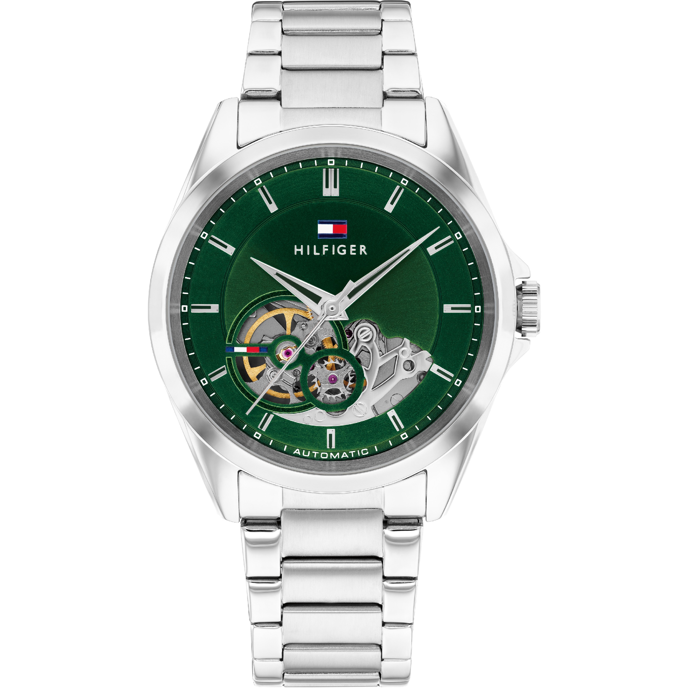 TOMMY HILFIGER Baker Automatic Green Dial 39mm Silver Stainless Steel Bracelet 1710717 - 