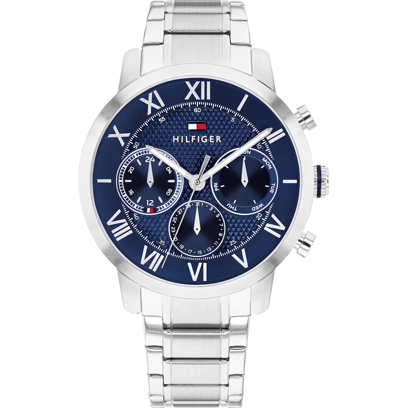 TOMMY HILFIGER Oxford Multifunction Blue Dial 42mm Silver Stainless Steel Bracelet 1710728 - 
