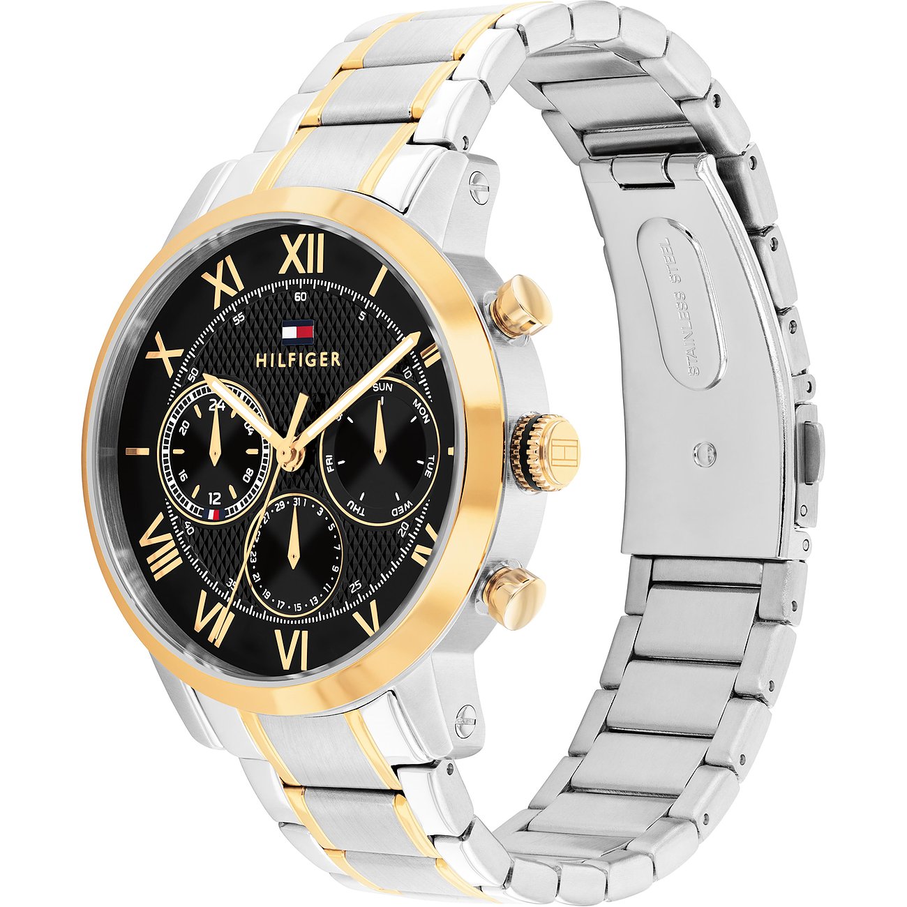 TOMMY HILFIGER Oxford Multifunction Black Dial 42mm Two Tone Gold Stainless Steel Bracelet 1710729 - 3