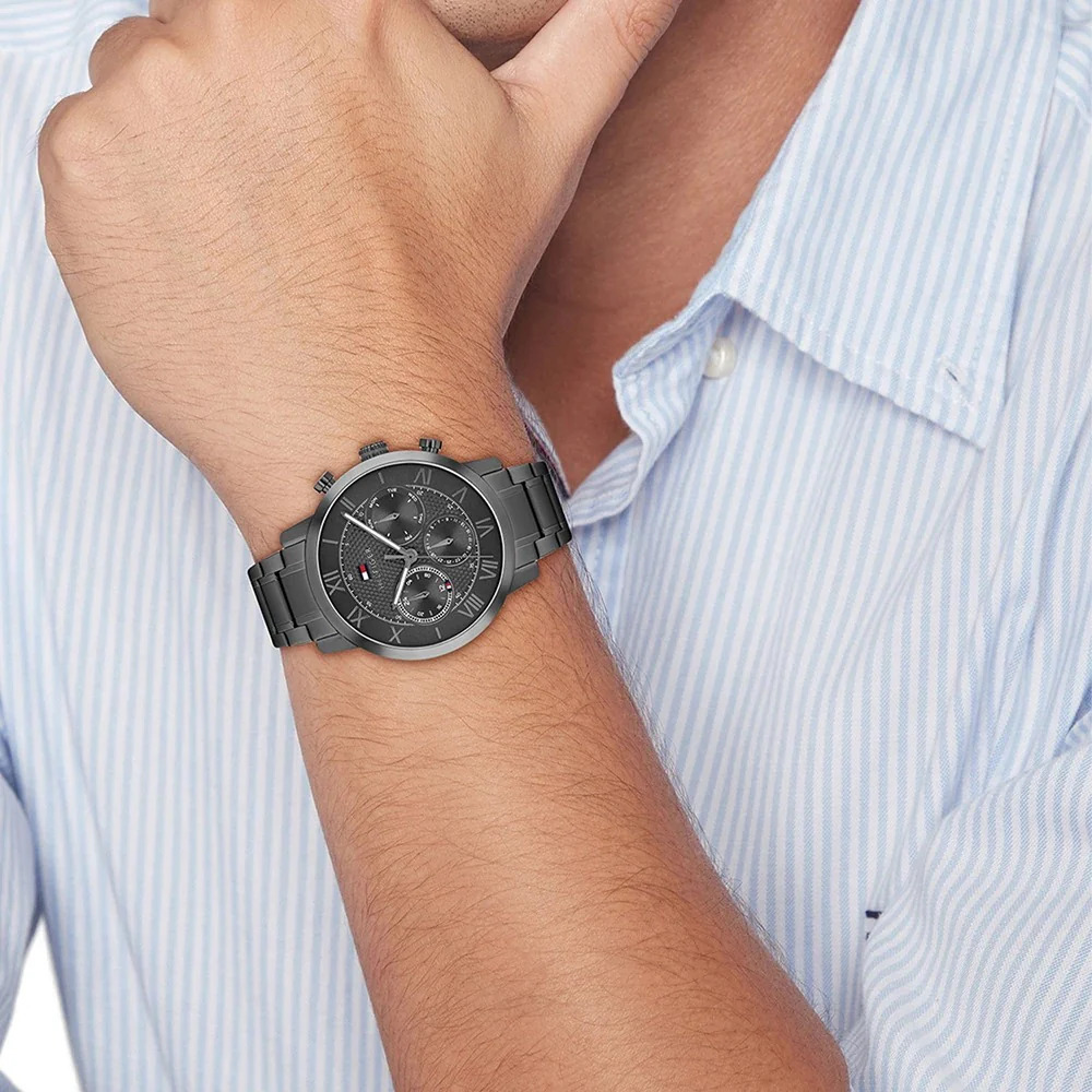 TOMMY HILFIGER Oxford Multifunction Black Dial 42mm Black Stainless Steel Bracelet 1710730 - 