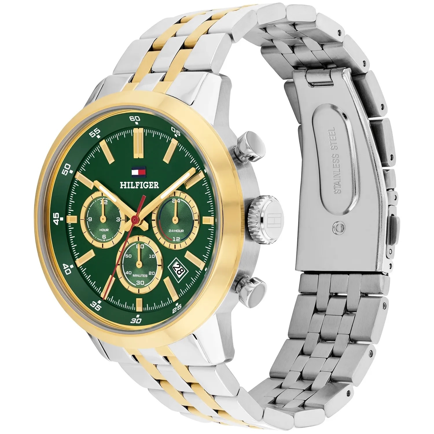TOMMY HILFIGER Kent Chronograph Green Dial 43mm Two-Tone Gold and Silver Stainless Steel Bracelet 1710754 - 3