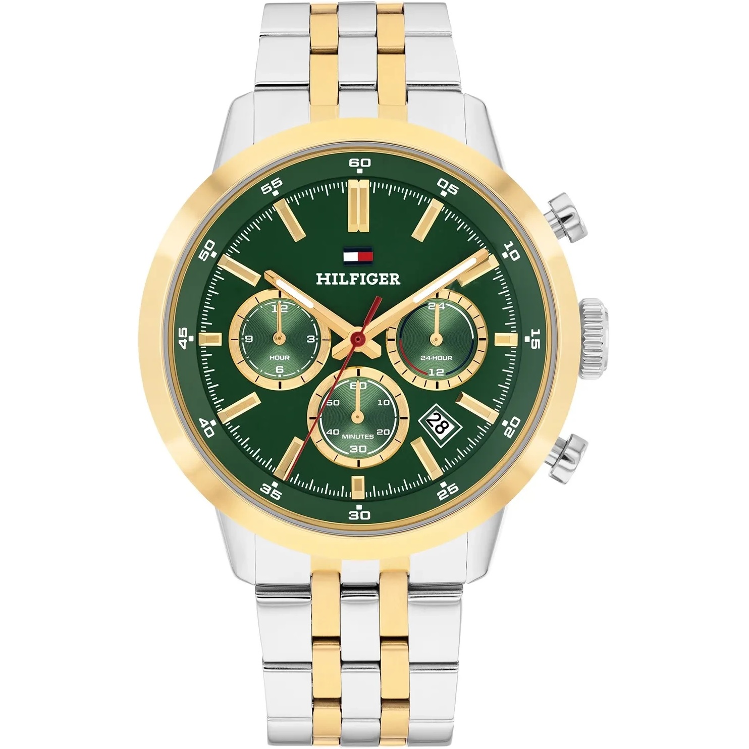 TOMMY HILFIGER Kent Chronograph Green Dial 43mm Two-Tone Gold and Silver Stainless Steel Bracelet 1710754 - 