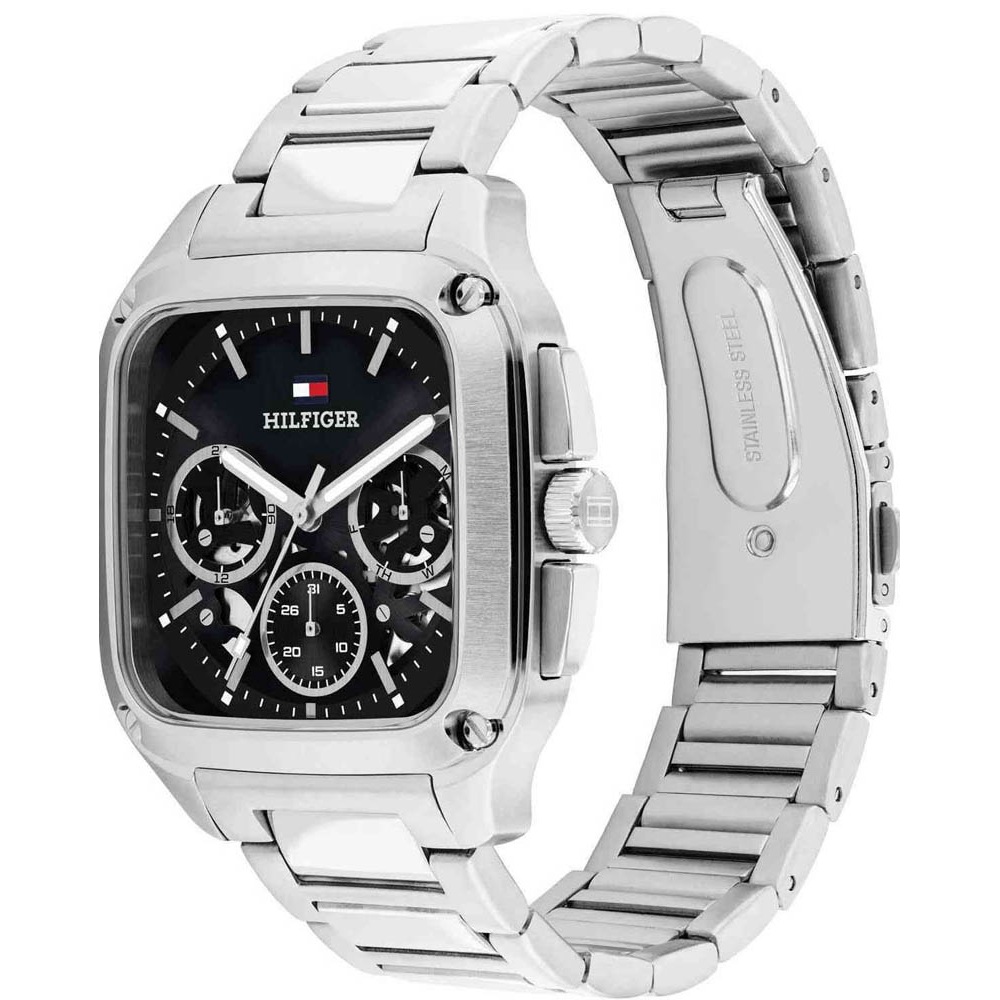 TOMMY HILFIGER Herald Multifunction Black Skeleton Dial 39mm Silver Stainless Steel Bracelet 1710758 - 