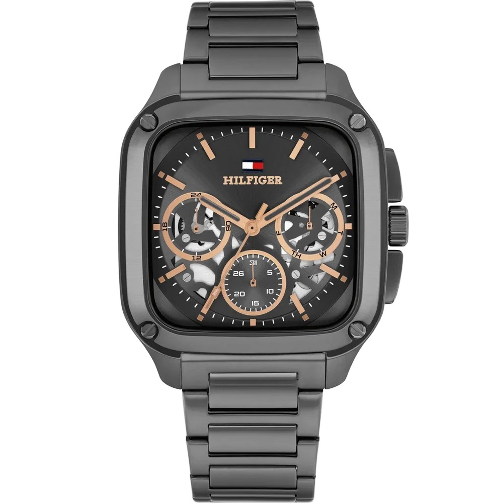 TOMMY HILFIGER Herald Multifunction Black Skeleton Dial 39mm Black Stainless Steel Bracelet 1710759 - 