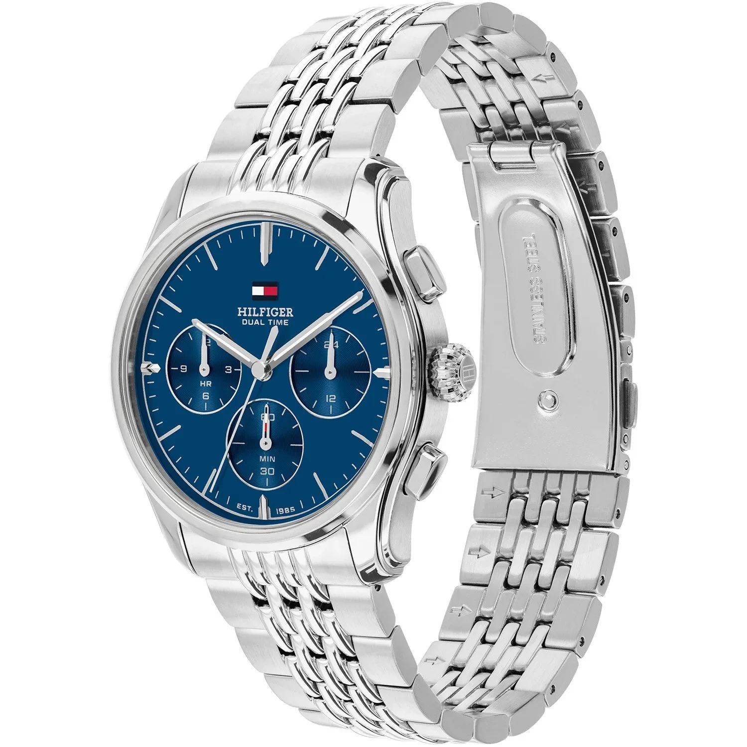 TOMMY HILFIGER Bryant Dual Time Blue Dial 38mm Silver Stainless Steel Bracelet 1710811 - 3