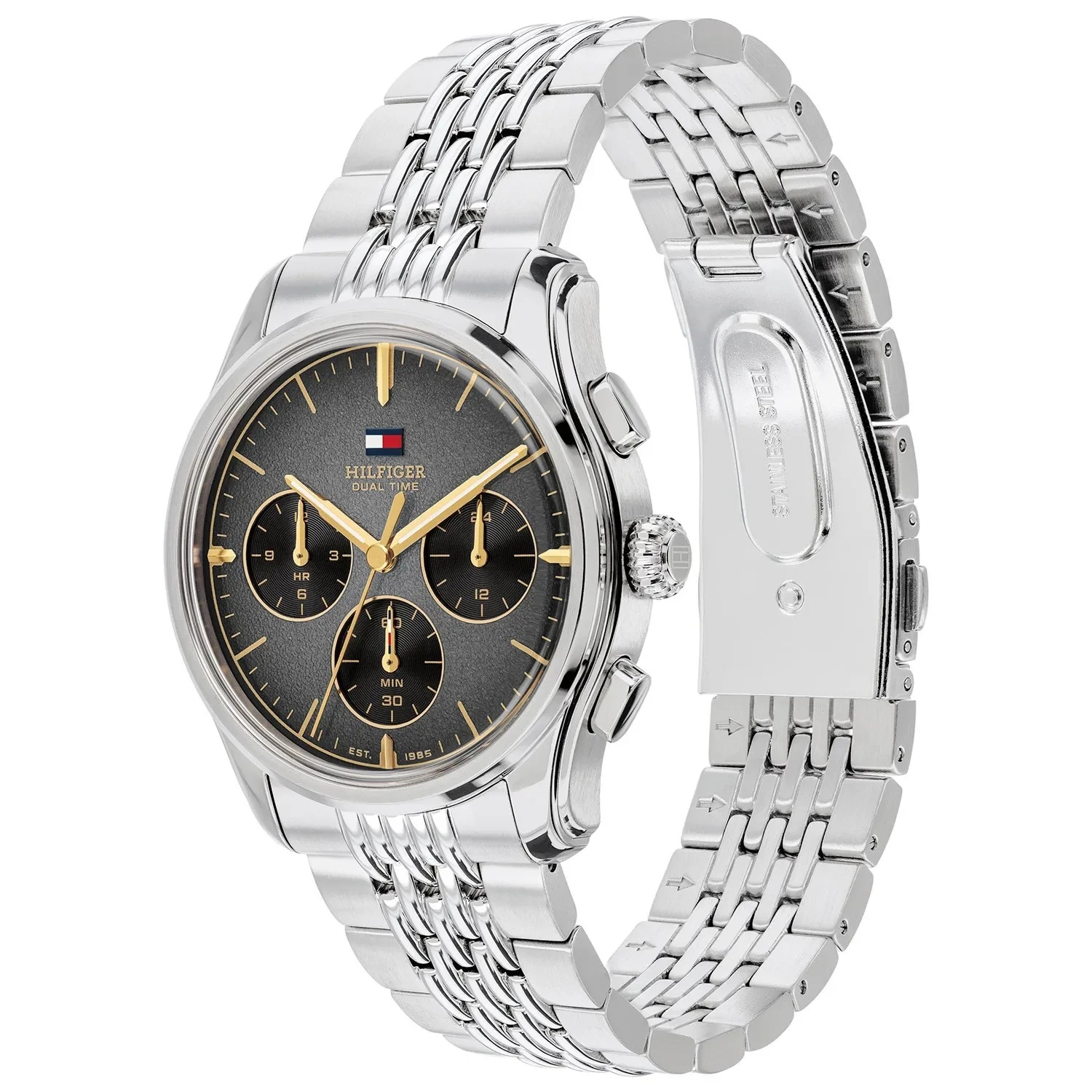 TOMMY HILFIGER Bryant Dual Time Gray Dial 38mm Silver Stainless Steel Bracelet 1710812 - 3