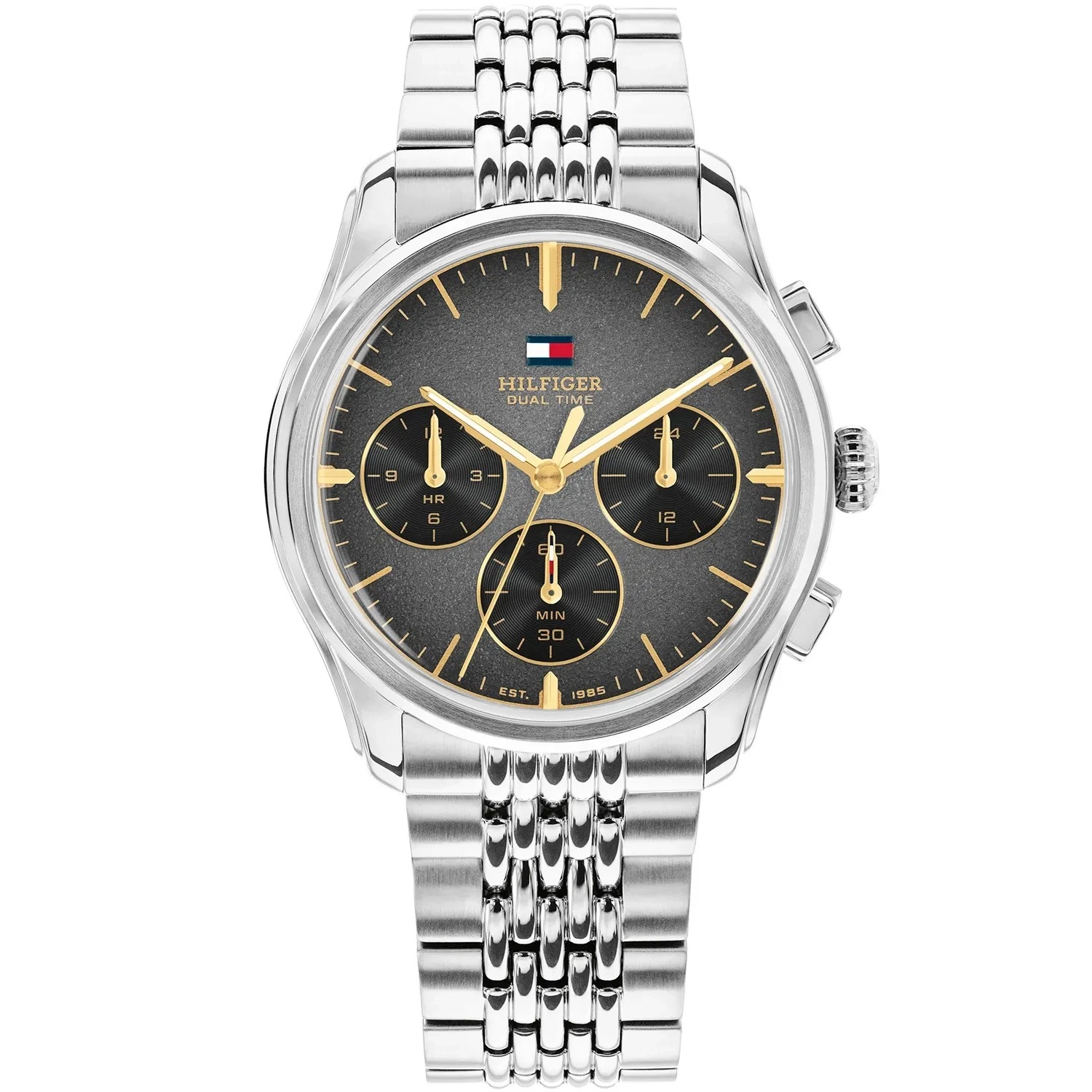 TOMMY HILFIGER Bryant Dual Time Gray Dial 38mm Silver Stainless Steel Bracelet 1710812 - 