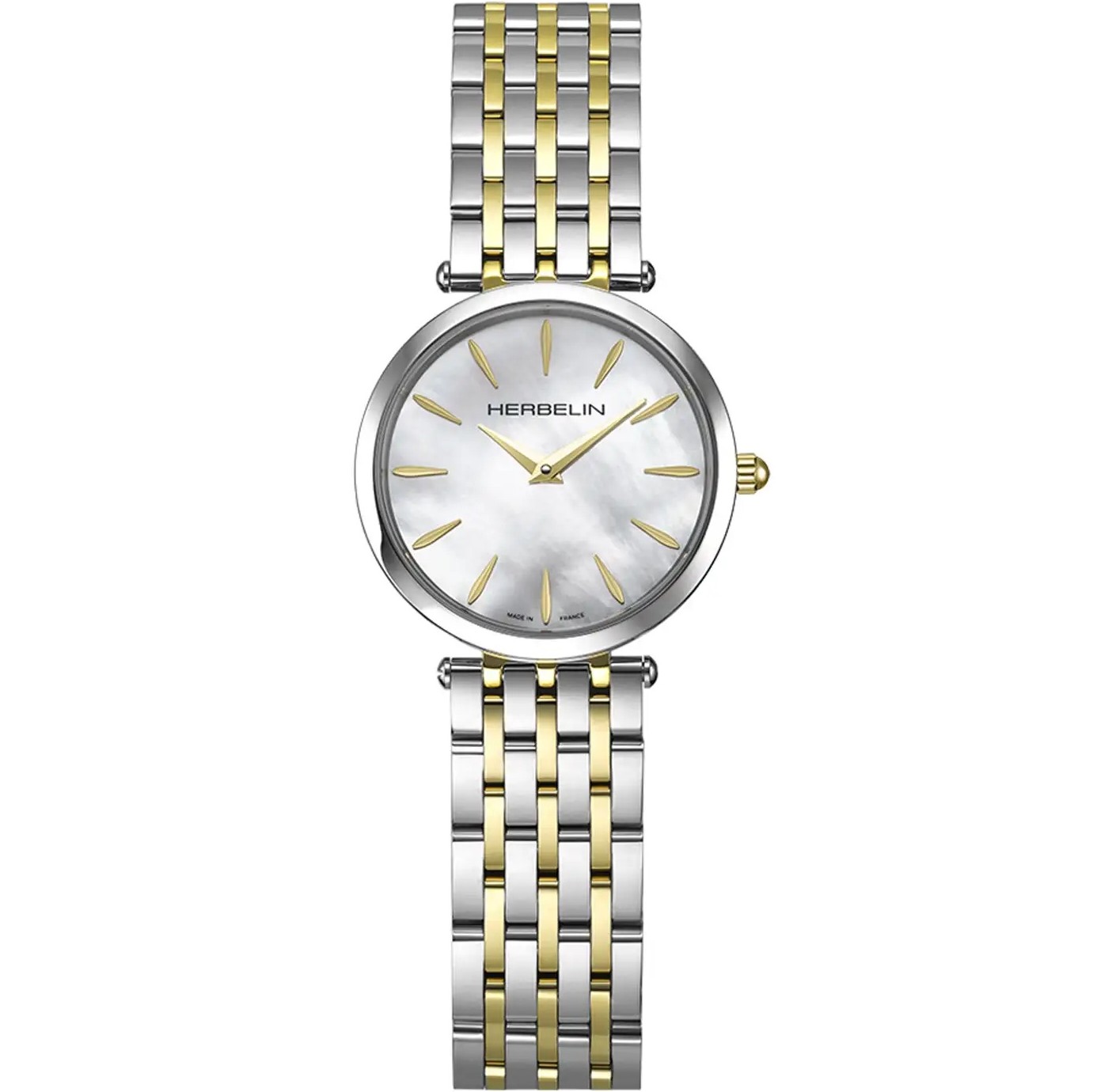 HERBELIN Epsilon Lady White Pearl Dial 28mm Two Tone Gold Stainless Steel Bracelet 17116BT19 - 
