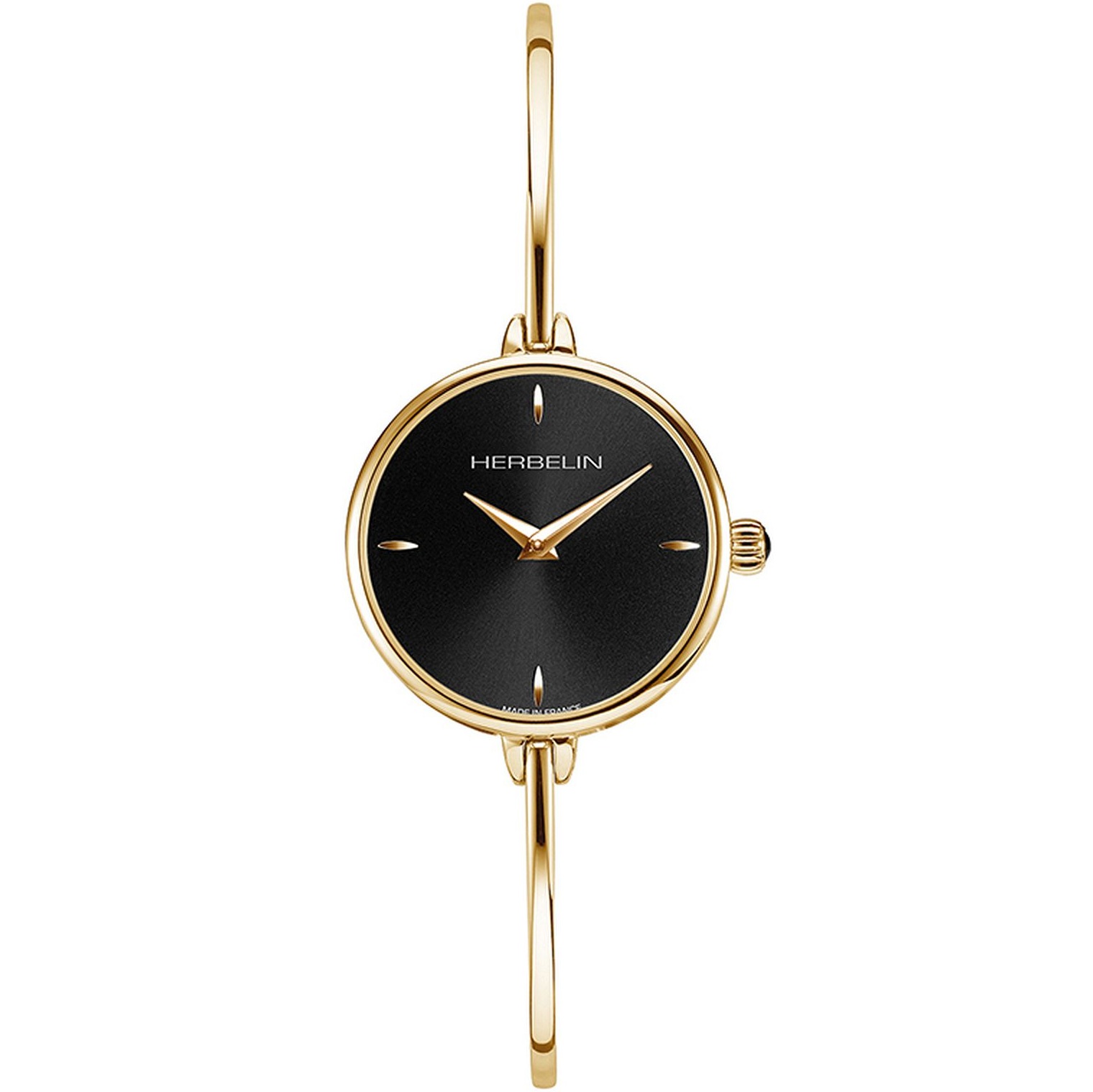 HERBELIN Fil Lady Black Dial 26mm Gold Stainless Steel Bangle Bracelet 17206BP14 - 