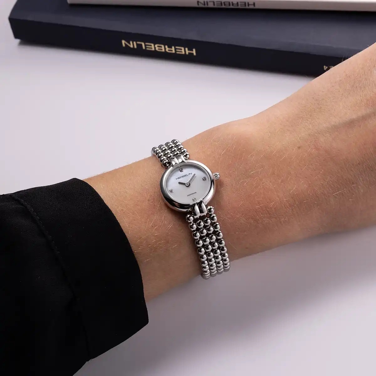HERBELIN Perles Mini White Pearl Dial 21mm Silver Stainless Steel Bracelet 17433B89 - 