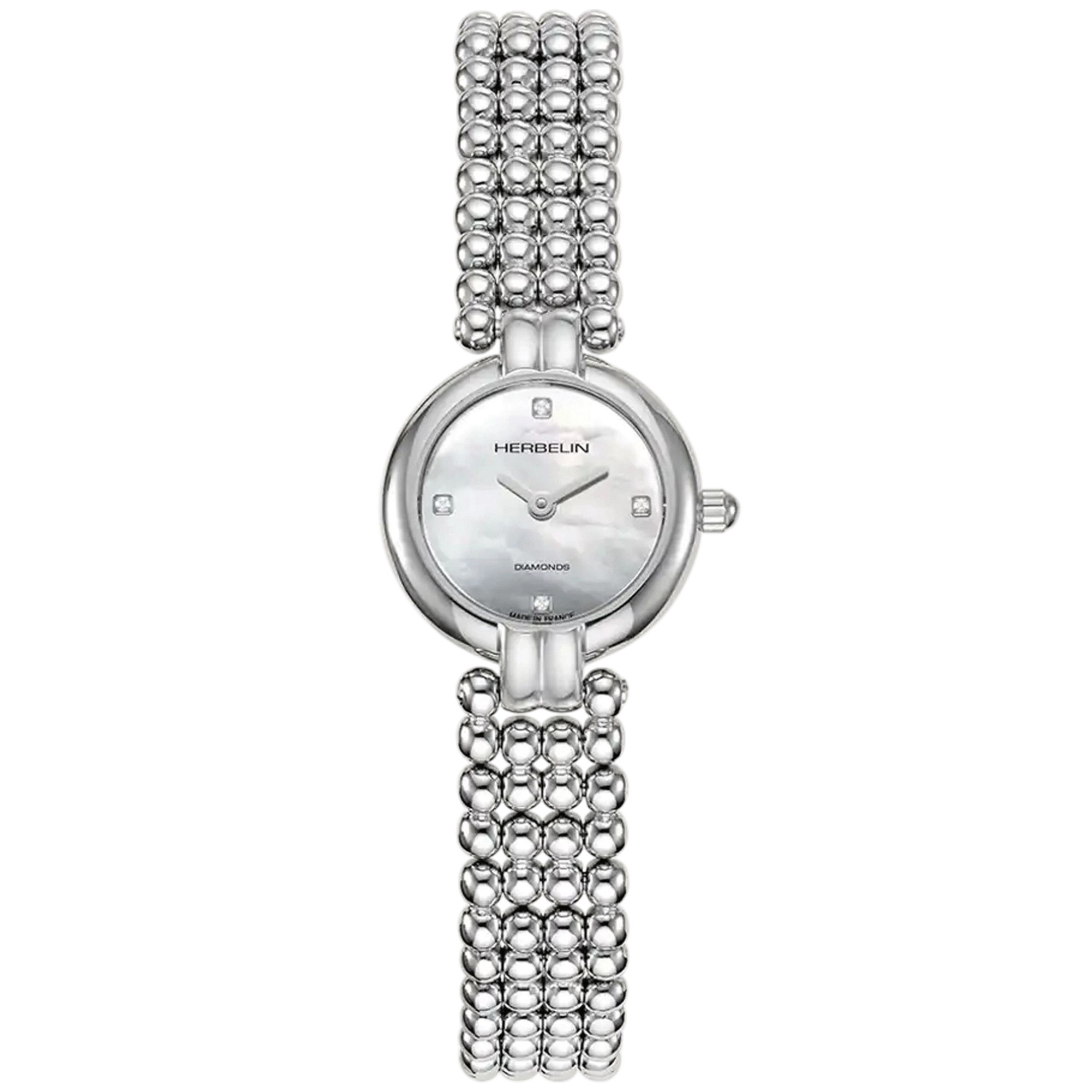 HERBELIN Perles Mini White Pearl Dial 21mm Silver Stainless Steel Bracelet 17433B89 - 