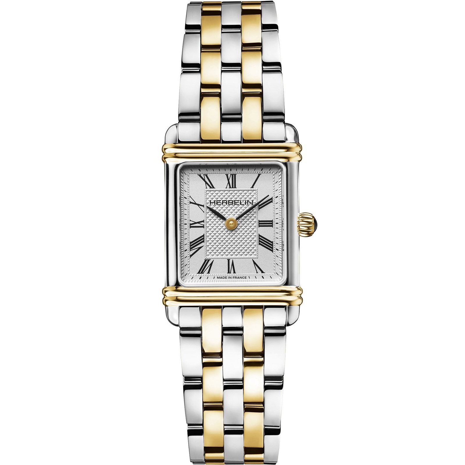 HERBELIN Art Deco Lady White Square Dial 24mm Two Tone Stainless Steel Bracelet 17478BT08 - 