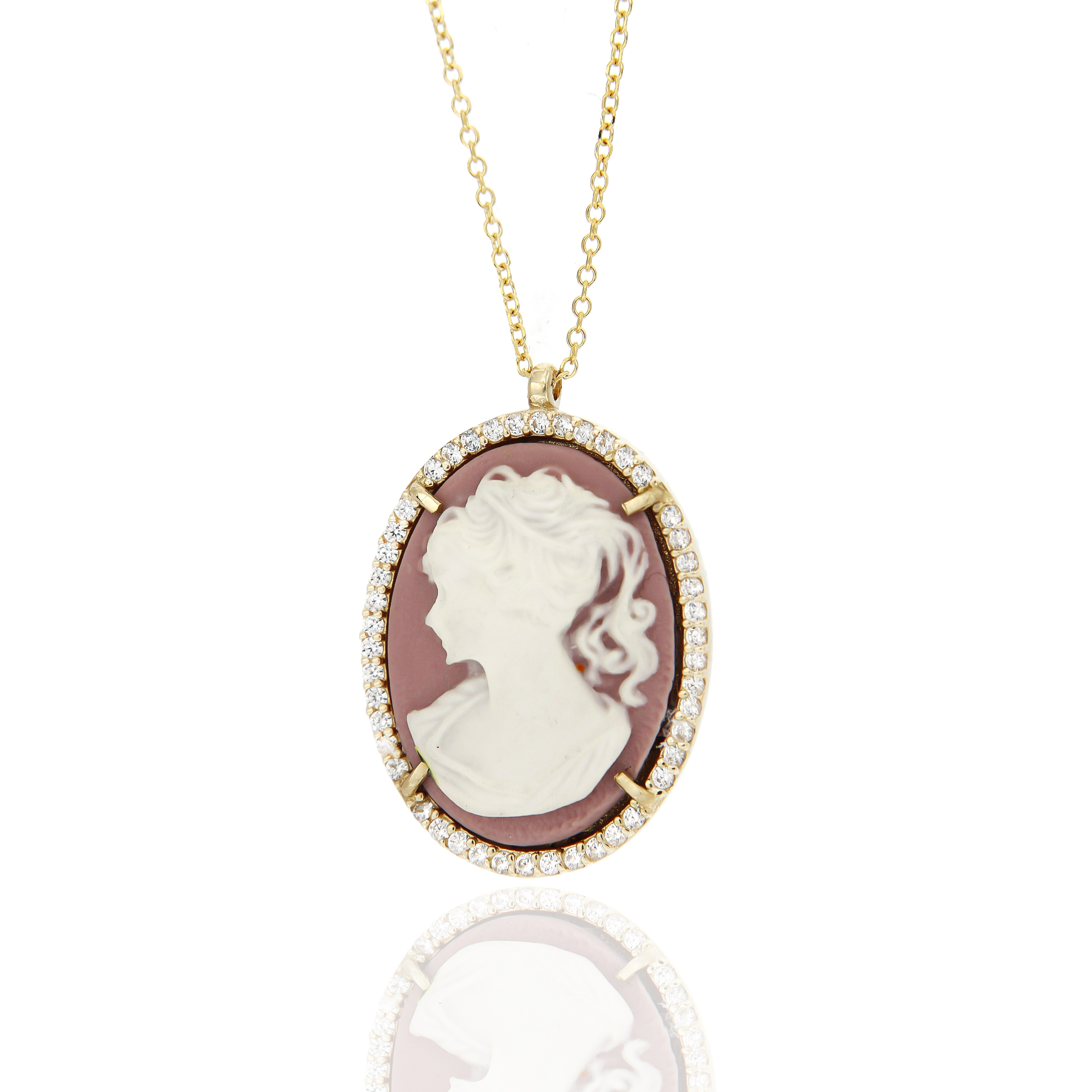 ΚΟΛΙΕ Cameo Κίτρινο Χρυσό Κ14 και Πέτρες Ζιργκόν 17492N - 