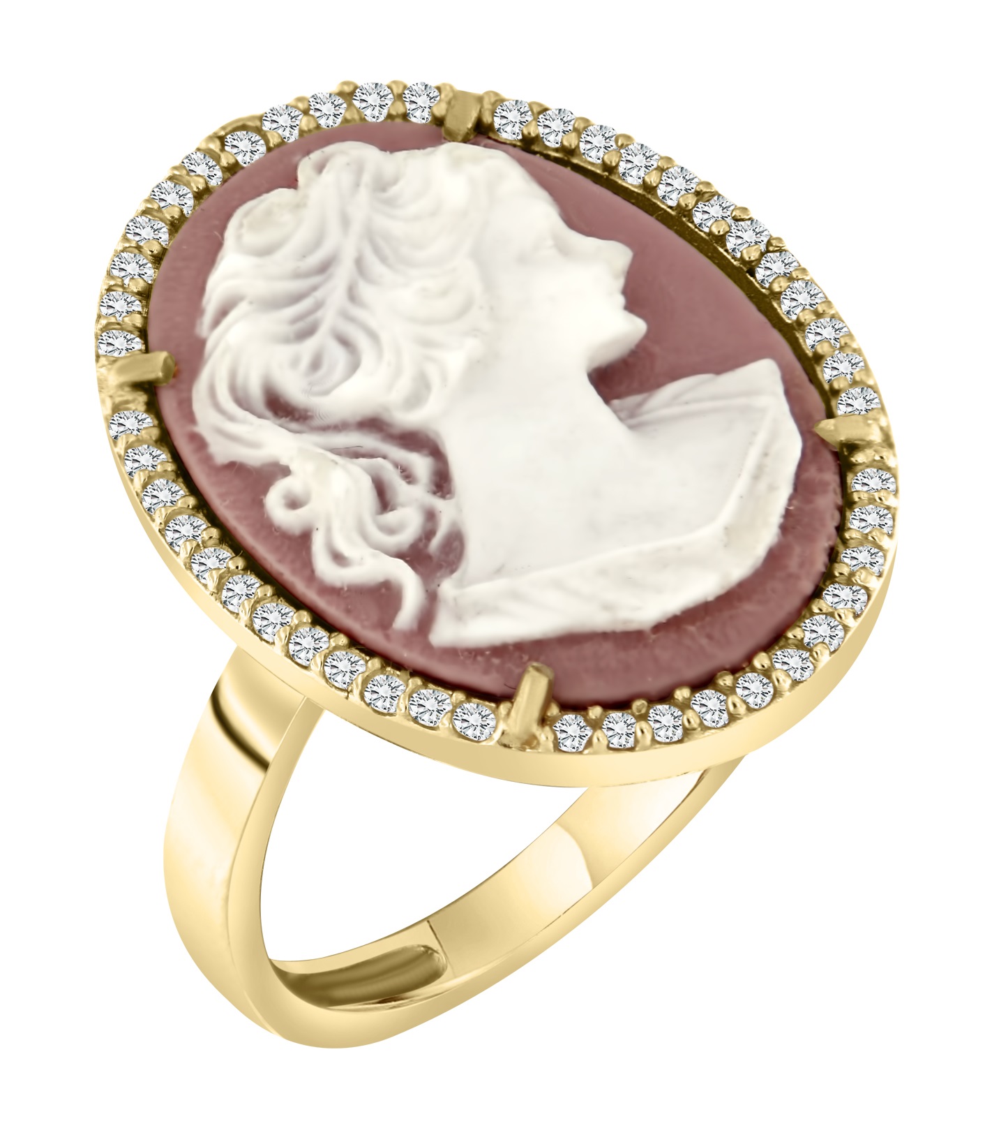 ΔΑΧΤΥΛΙΔΙ Cameo Κίτρινο Χρυσό 14Κ και Πέτρες Ζιργκόν 17492R - 