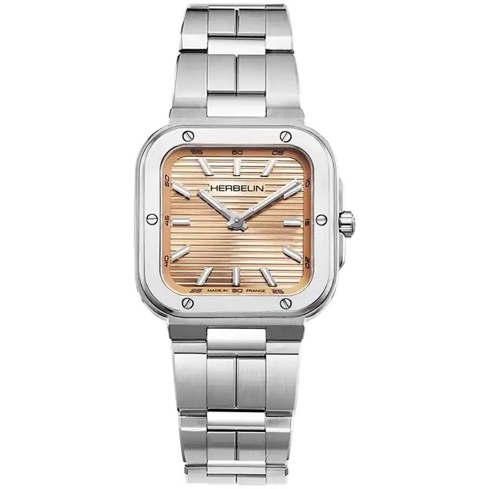 HERBELIN Cap Camarat Lady Champagne Square Dial 30mm Silver Stainless Steel Bracelet 17546B18 - 