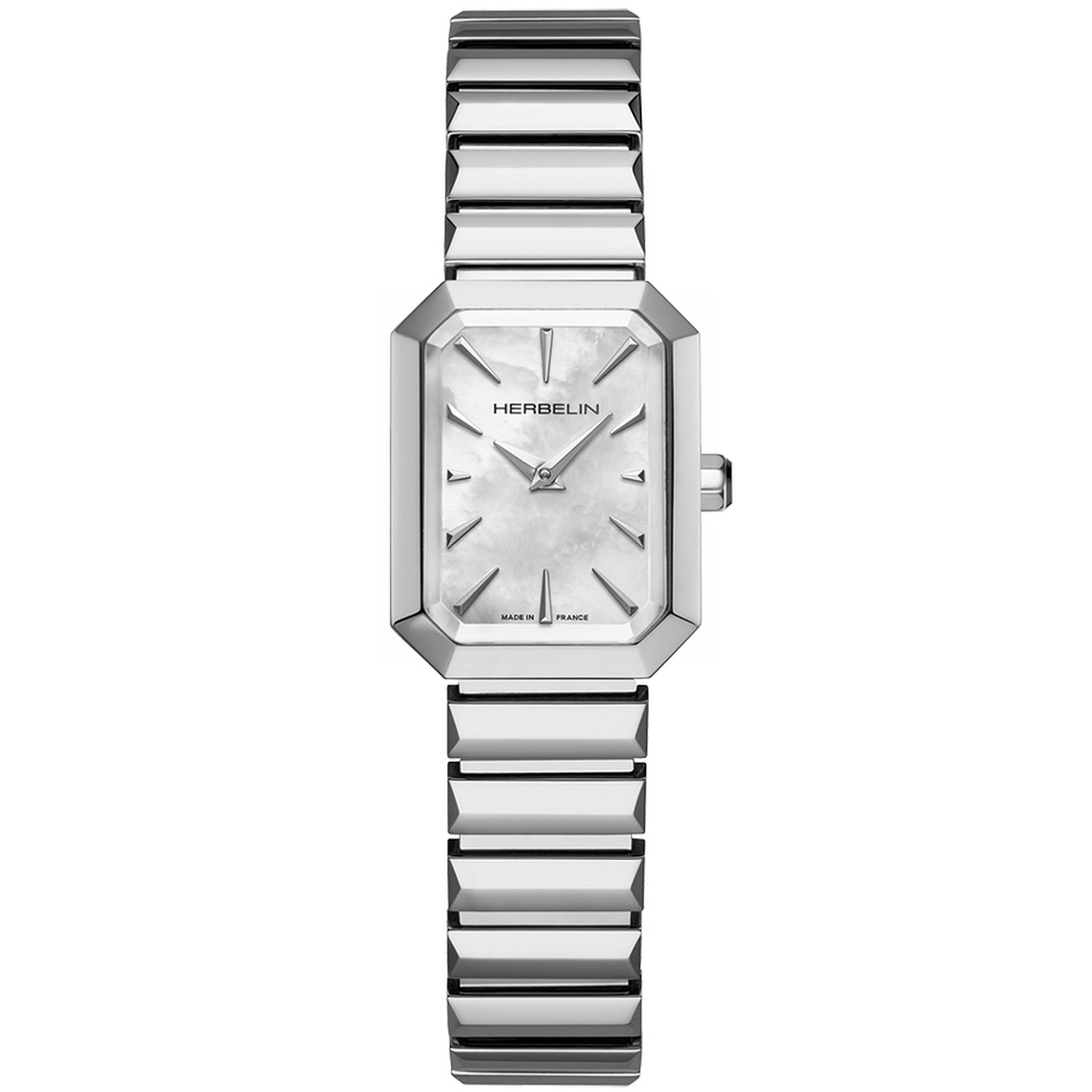 HERBELIN Octogone Lady White Pearl Rectangular Dial 20.4x26.4mm Silver Stainless Steel Bracelet 17556B19 - 