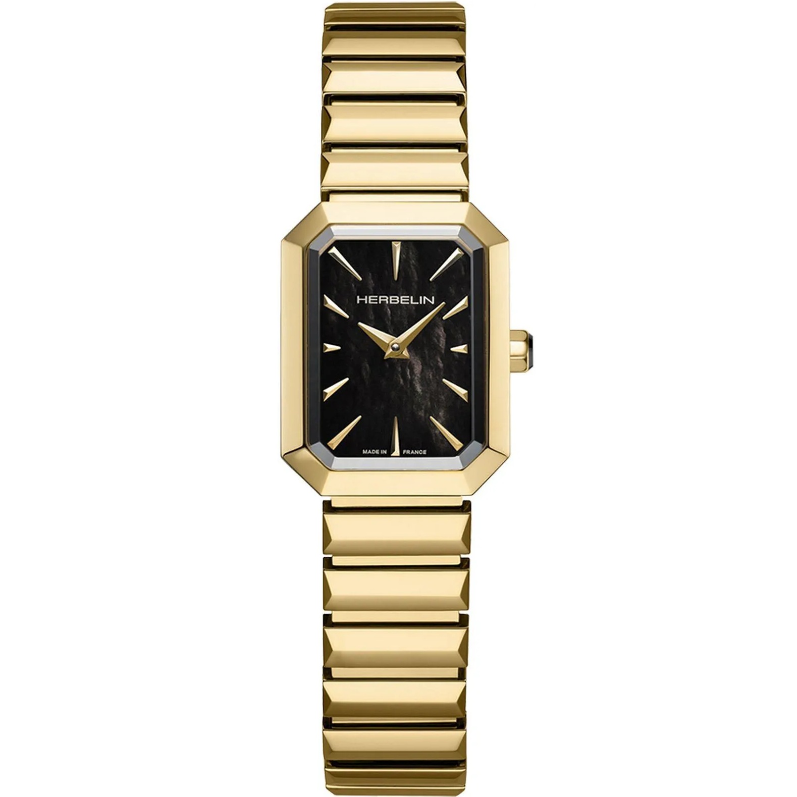 HERBELIN Octogone Lady Black Pearl Rectangular Dial 20.4x26.4mm Gold Stainless Steel Bracelet 17556BP1N49 - 