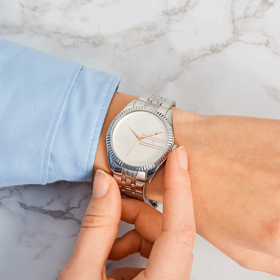 TOMMY HILFIGER Lee Three Hands 38mm Silver Stainless Steel Bracelet 1782080 - 3