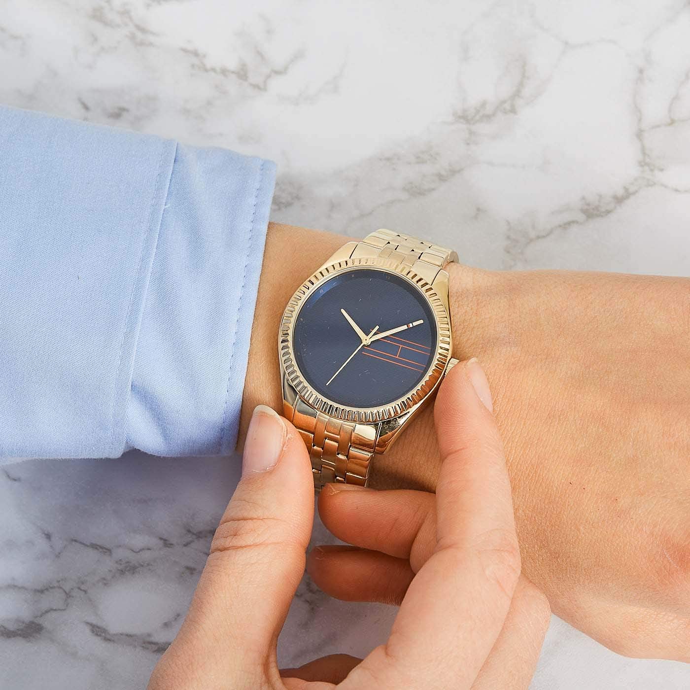 TOMMY HILFIGER Lee Three Hands 38mm Gold Stainless Steel Bracelet 1782081 - 4