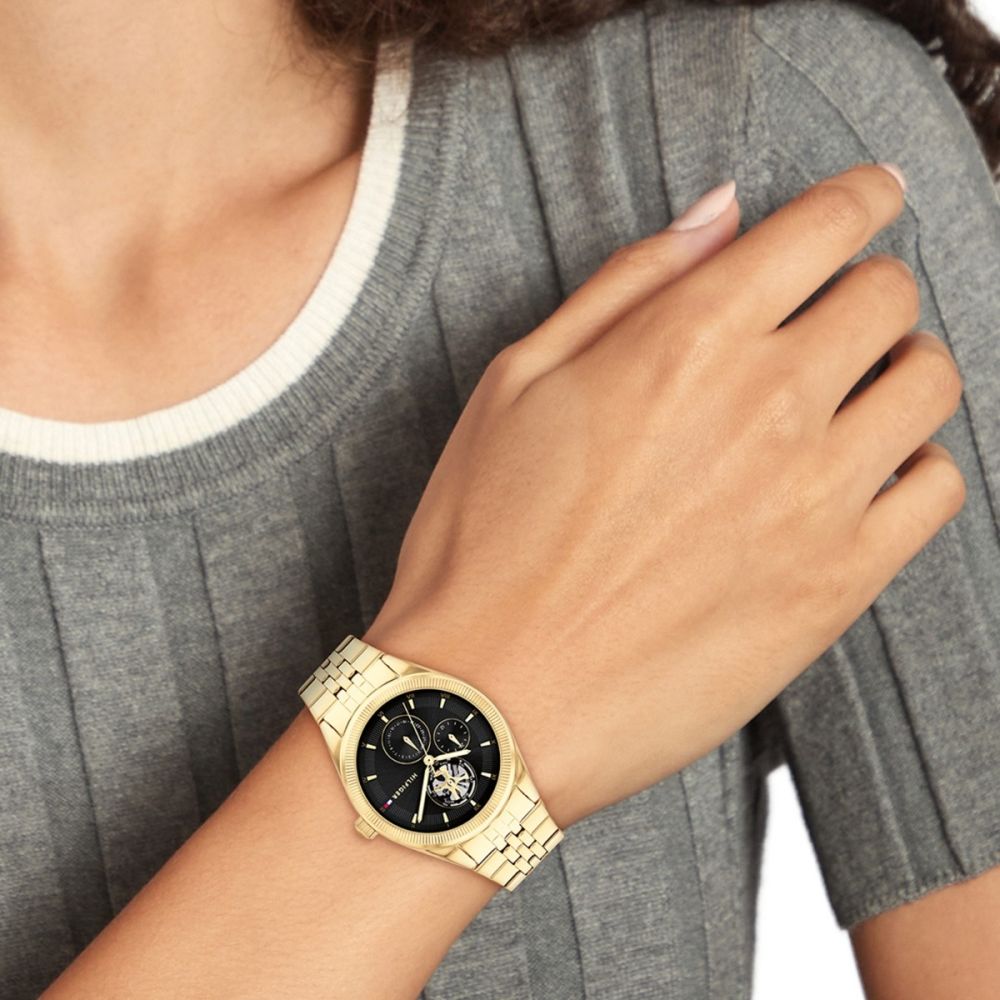 TOMMY HILFIGER Monica Multifunction Black Dial 38mm Gold Stainless Steel Bracelet 1782717 - 4