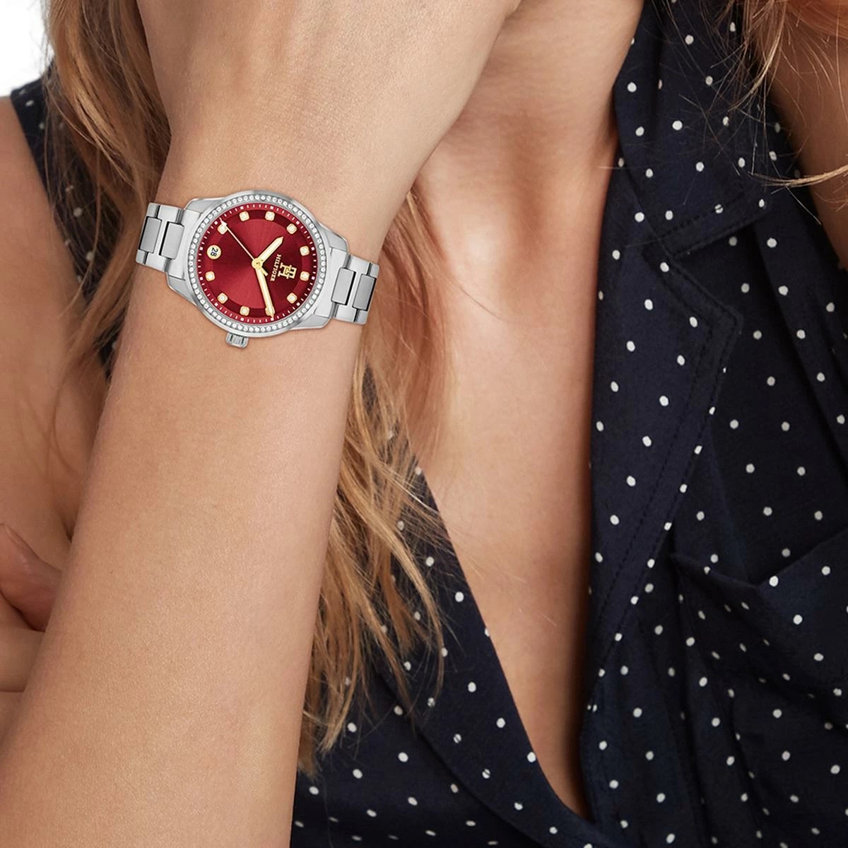 TOMMY HILFIGER TH85 Crystals Red Dial 36mm Silver Stainless Steel Bracelet 1782794 - 4