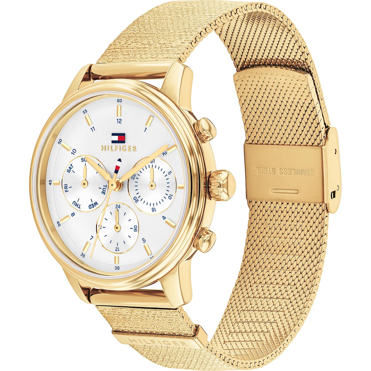 TOMMY HILFIGER Blake Multifunction White Dial 34mm Gold-Plated Stainless Steel Mesh Bracelet 1782808 - 3
