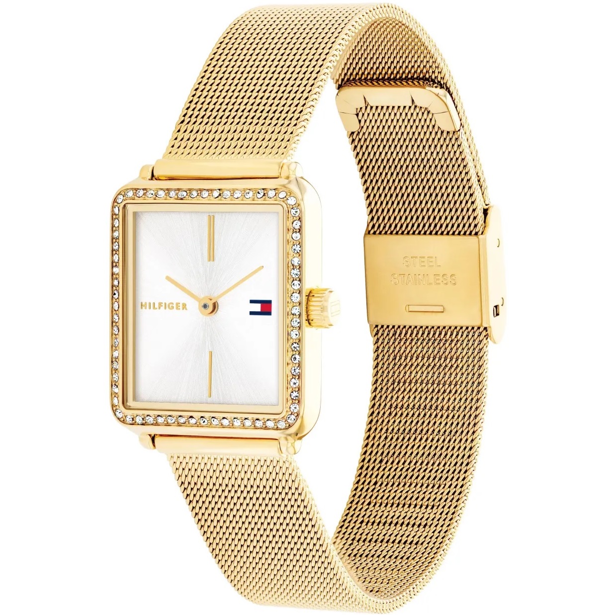 TOMMY HILFIGER Tea Crystals White Dial 21mm Gold Stainless Steel Mesh Bracelet 1782829 - 3