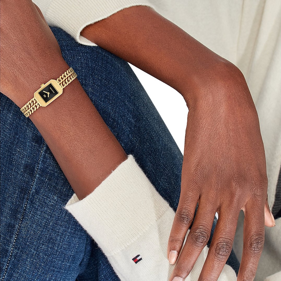 TOMMY HILFIGER Sarah Black Dial 16mm Gold Stainless Steel Bracelet 1782863 - 