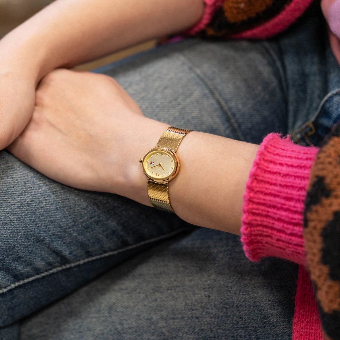 TOMMY HILFIGER Moira Gold Dial 25mm Gold Stainless Steel Mesh Bracelet 1782847 - 