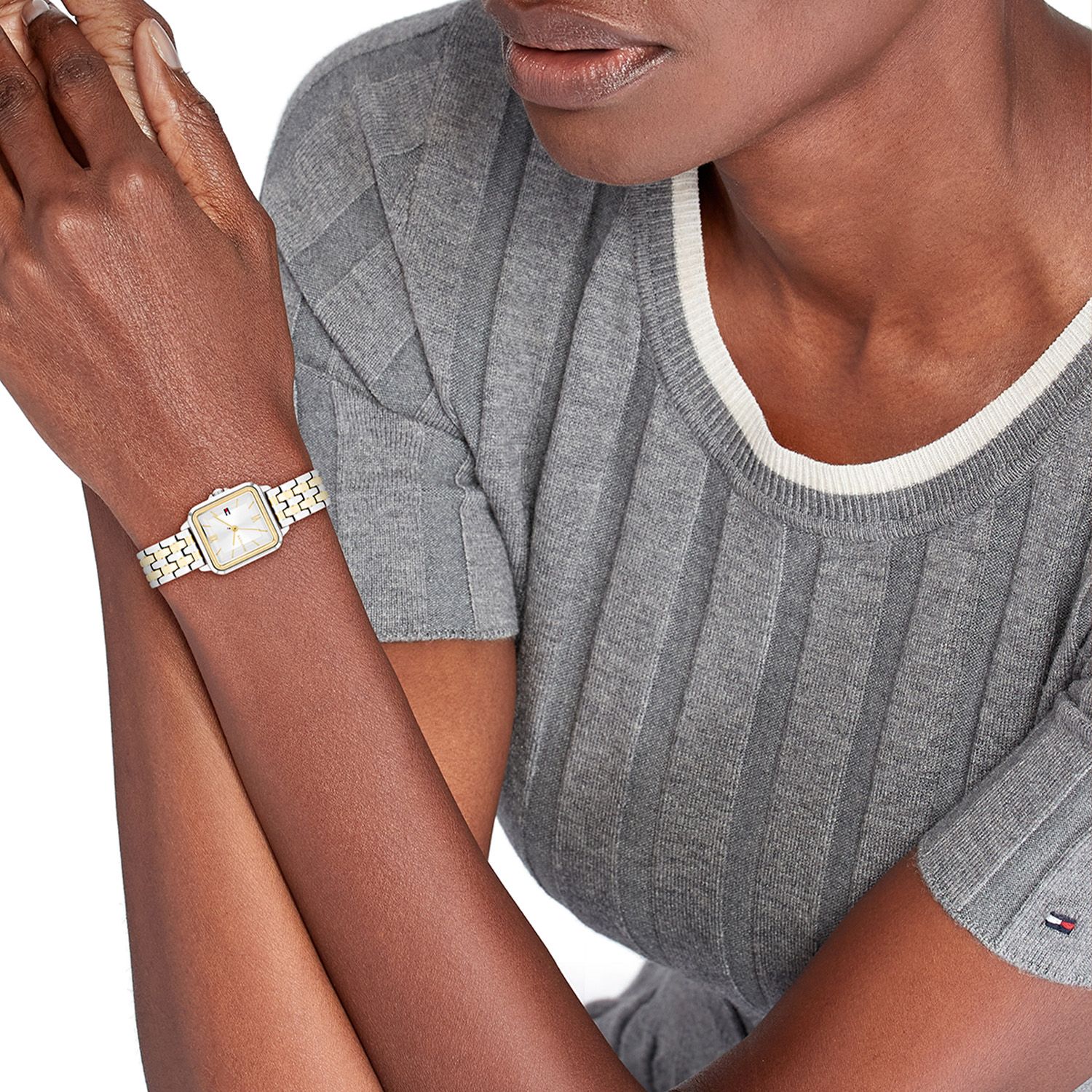 TOMMY HILFIGER Mia Silver Dial 22.5 x 24mm Two-Tone Silver Stainless Steel Bracelet 1782861 - 