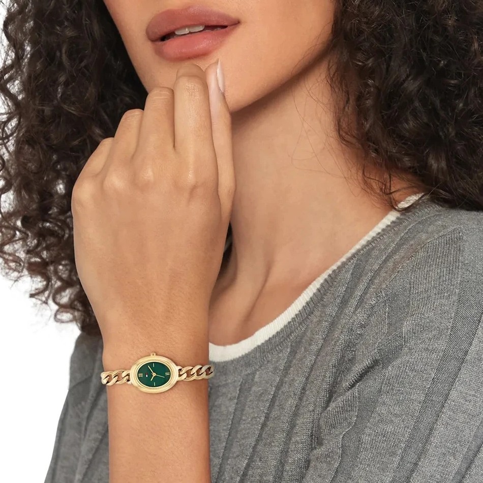 TOMMY HILFIGER Demi Green Dial 22mm Gold Stainless Steel Bracelet 1782877 - 