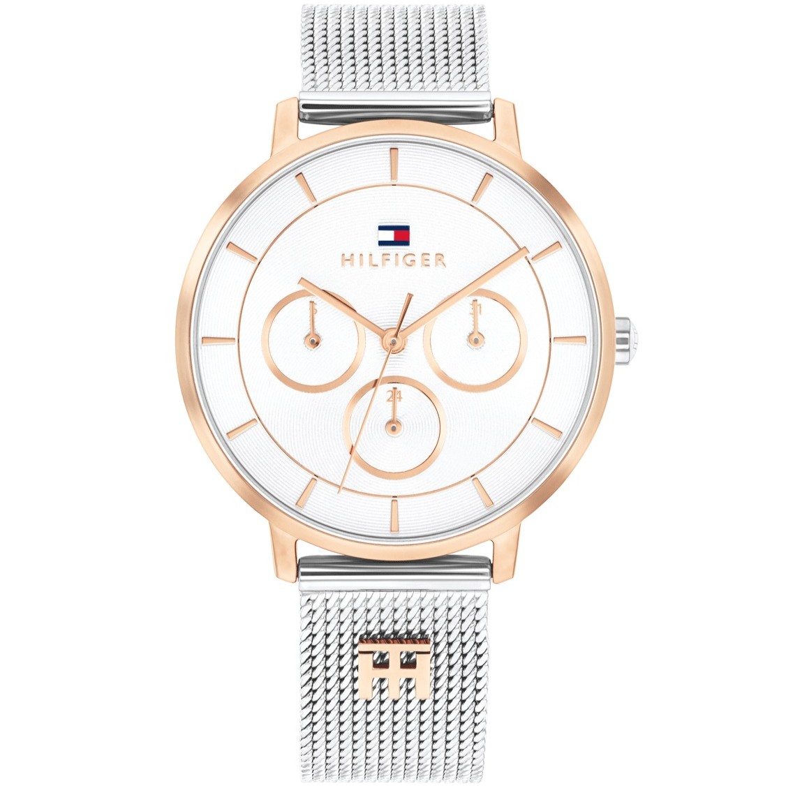TOMMY HILFIGER Tea White Dial 36mm Two Tone Rose Gold Stainless Steel Mesh Bracelet 1782879 - 
