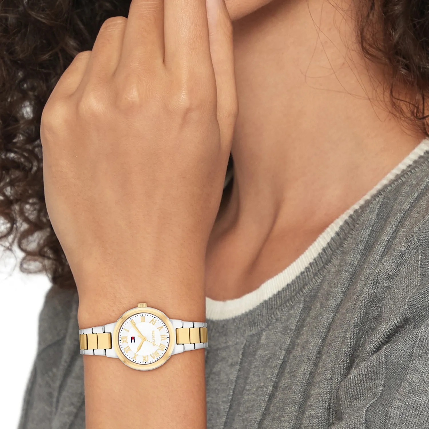 TOMMY HILFIGER Becca Two-Tone Gold Dial 28mm Silver Stainless Steel Bracelet 1782903 - 