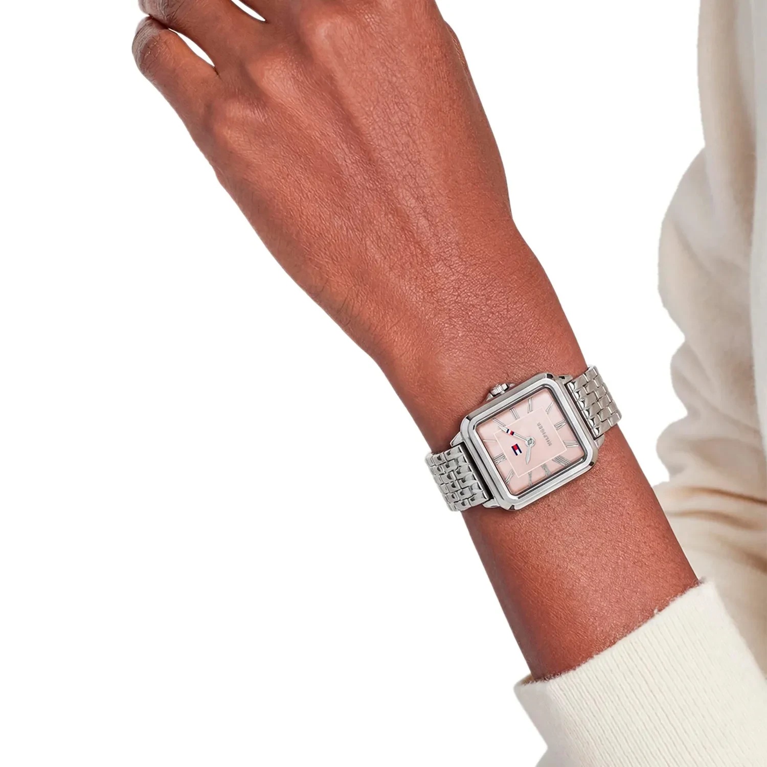 TOMMY HILFIGER Mia Pink Mother of Pearl Dial 22.5 x 24mm Silver Stainless Steel Bracelet 1782914 - 