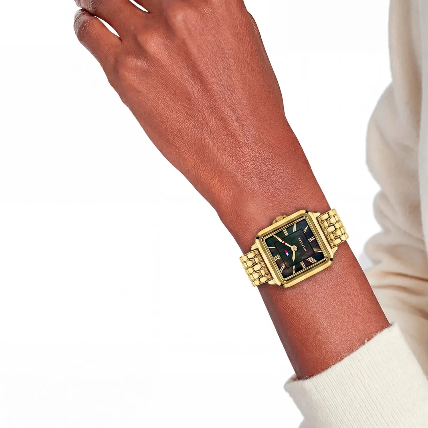 TOMMY HILFIGER Mia Black Dial 22.5 x 24mm Gold Stainless Steel Bracelet 1782916 - 