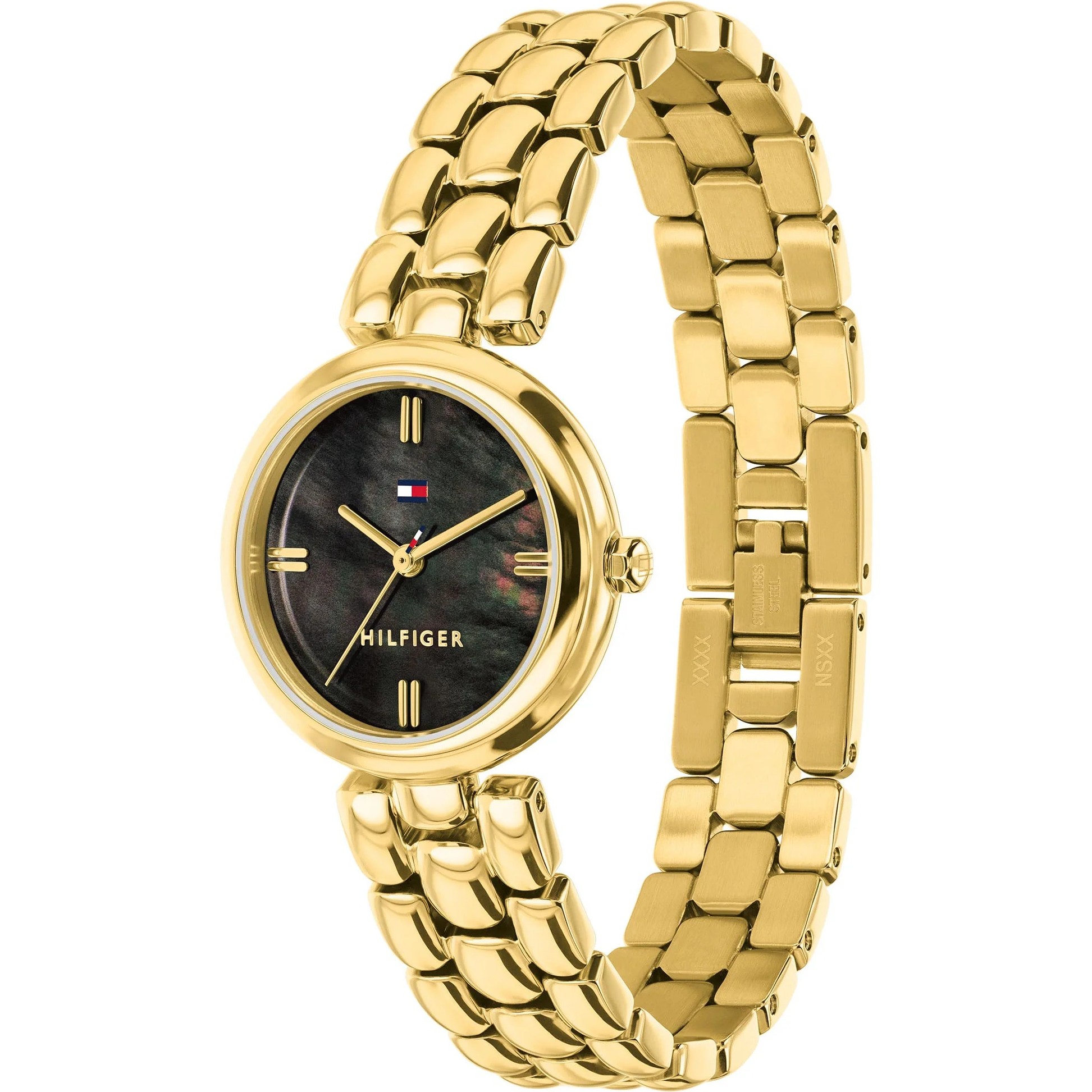 TOMMY HILFIGER Annie Black Mother Of Pearl Dial 26mm Gold Stainless Steel Bracelet 1782930 - 