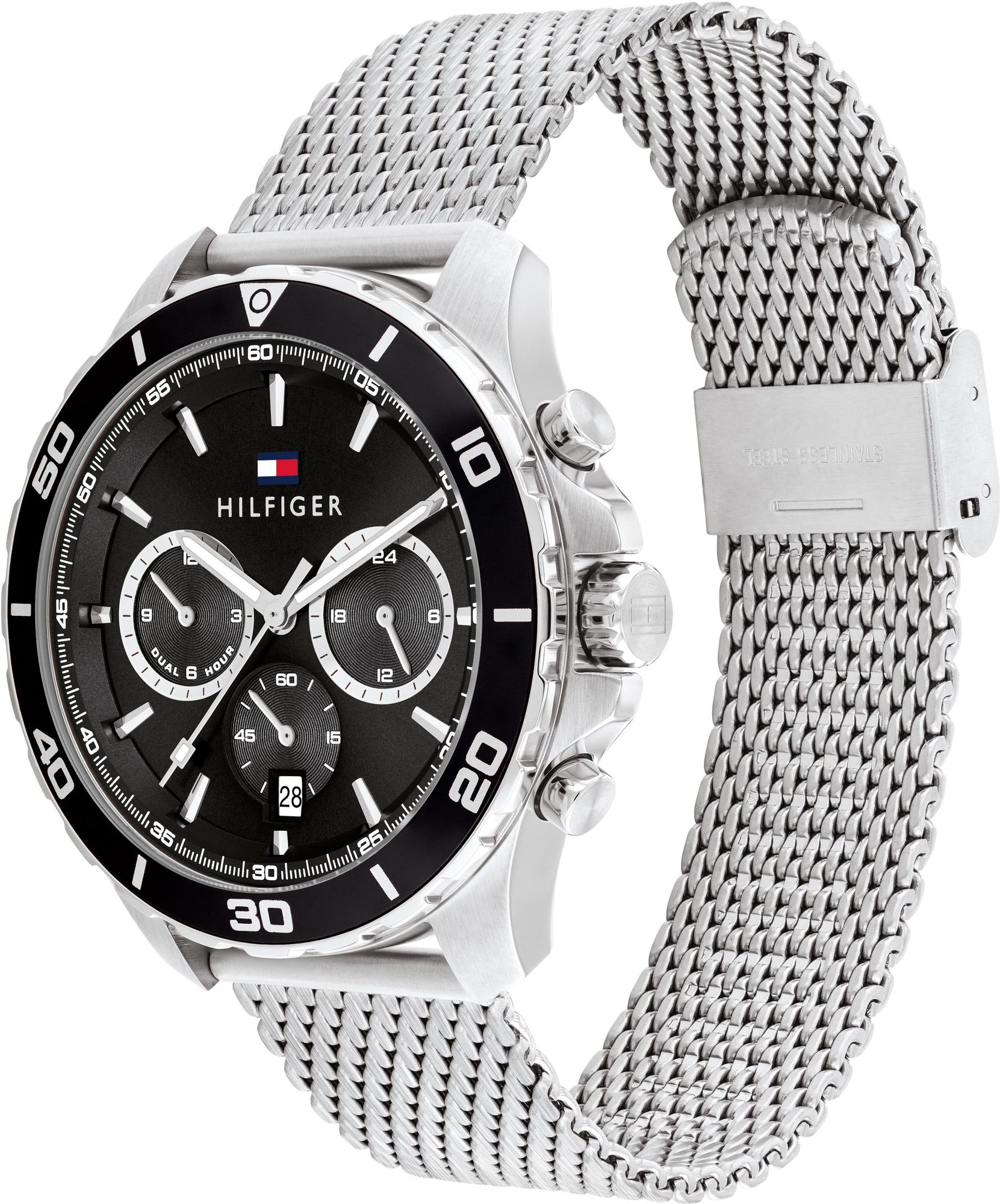 TOMMY HILFIGER Jordan Multifunction Black Dial 43mm Silver Stainless Steel Mesh Bracelet 1792092 - 3
