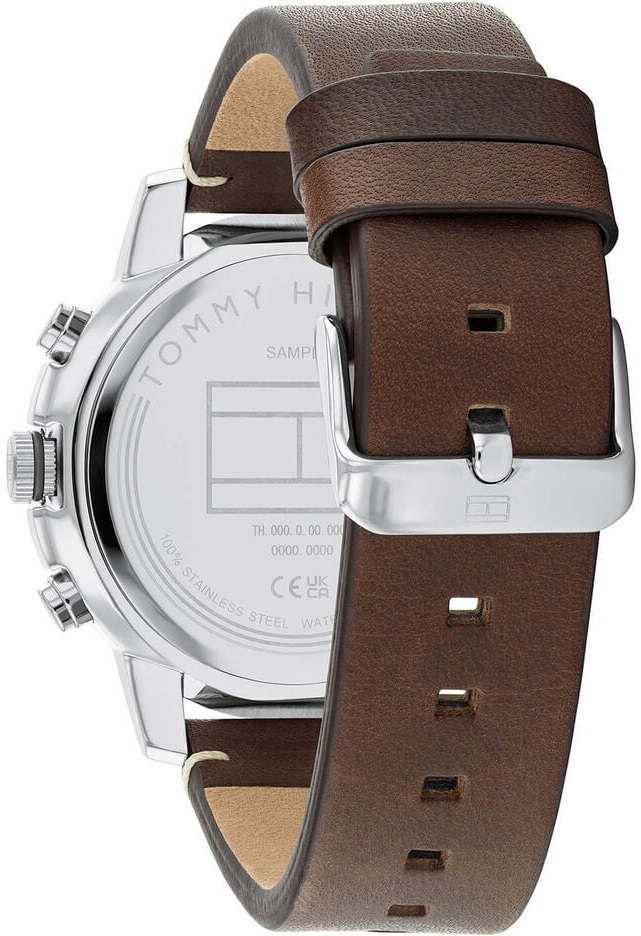 TOMMY HILFIGER Troy Multifunction Beige Dial 46mm Silver Stainless Steel Brown Leather Strap 1792102 - 3