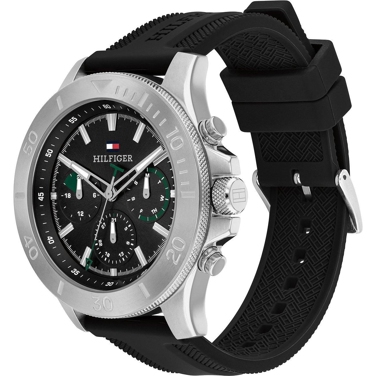 TOMMY HILFIGER Bryan Multifunction Black Dial 46mm Silver Stainless Steel Black Rubber Strap 1792111 - 3