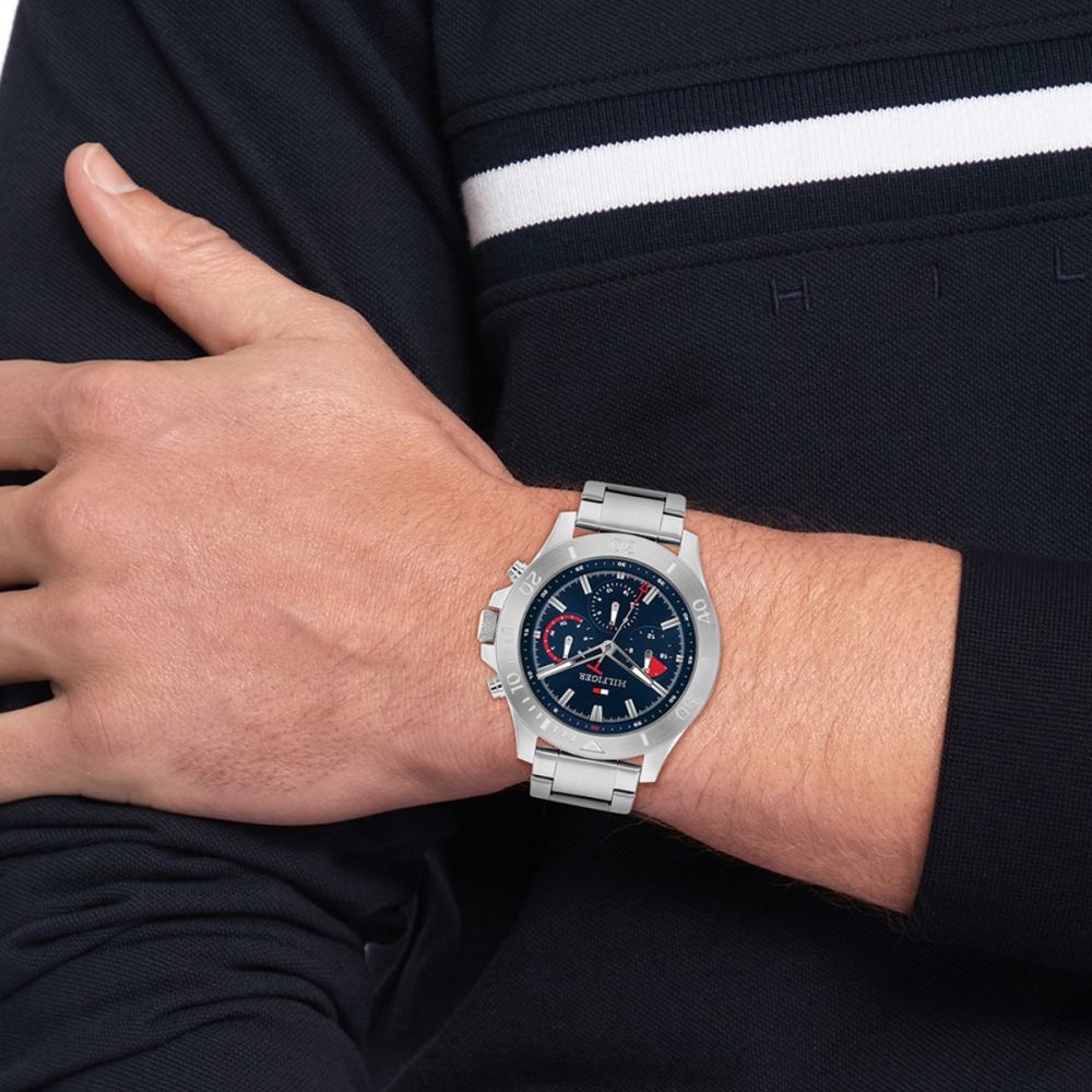 TOMMY HILFIGER Bryan Multifunction Blue Dial 46mm Silver Stainless Steel Bracelet 1792113 - 
