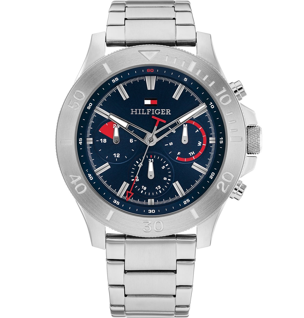 TOMMY HILFIGER Bryan Multifunction Blue Dial 46mm Silver Stainless Steel Bracelet 1792113 - 