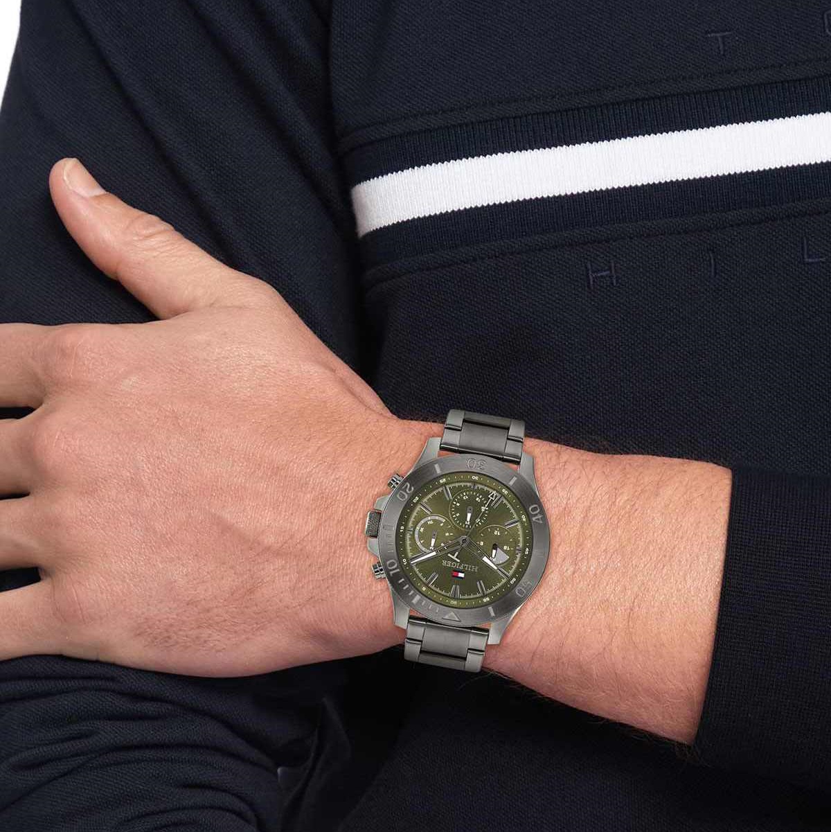 TOMMY HILFIGER Bryan Multifunction Green Dial 46mm Gray Stainless Steel Bracelet 1792115 - 4