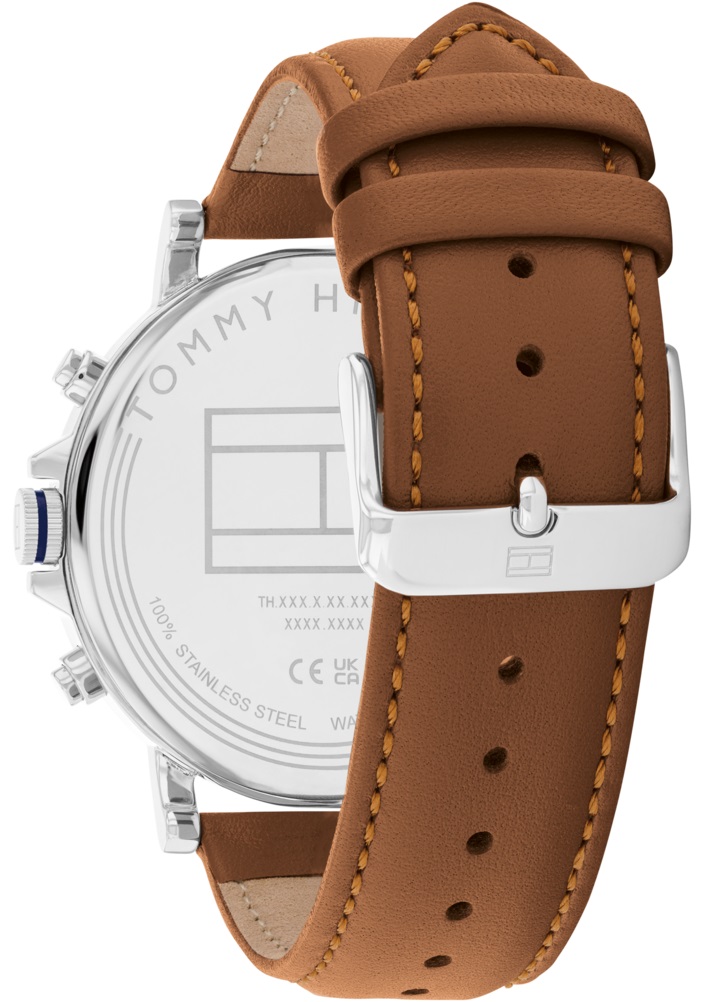 TOMMY HILFIGER Tyson Multifunction Beige Dial 44mm Silver Stainless Steel Brown Leather Strap 1792143 - 3