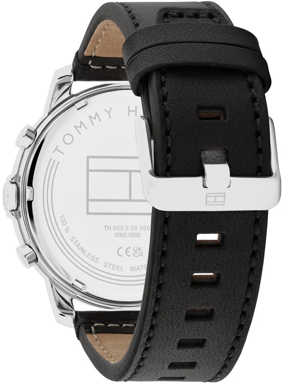 TOMMY HILFIGER Jameson Multifunction Green Dial 46mm Silver Stainless Steel Black Leather Strap 1792151 - 3