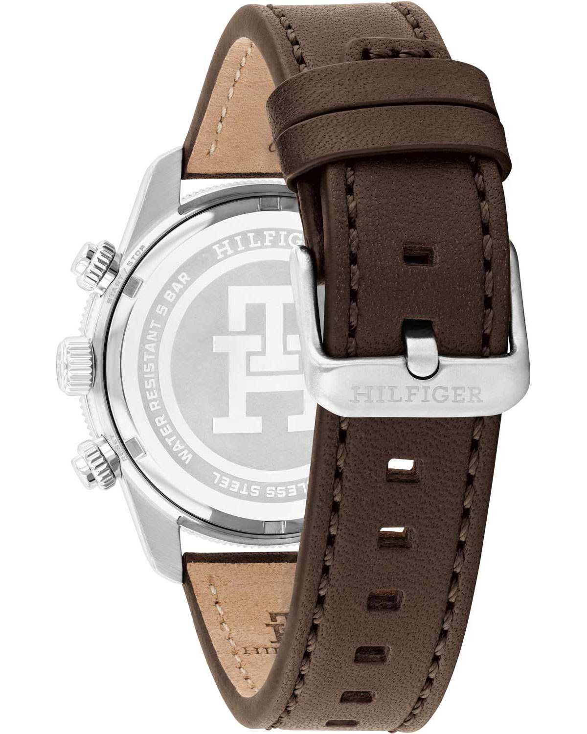 TOMMY HILFIGER TH85 Chronograph Blue Dial 41mm Silver Stainless Steel Brown Leather Strap 1792163 - 3